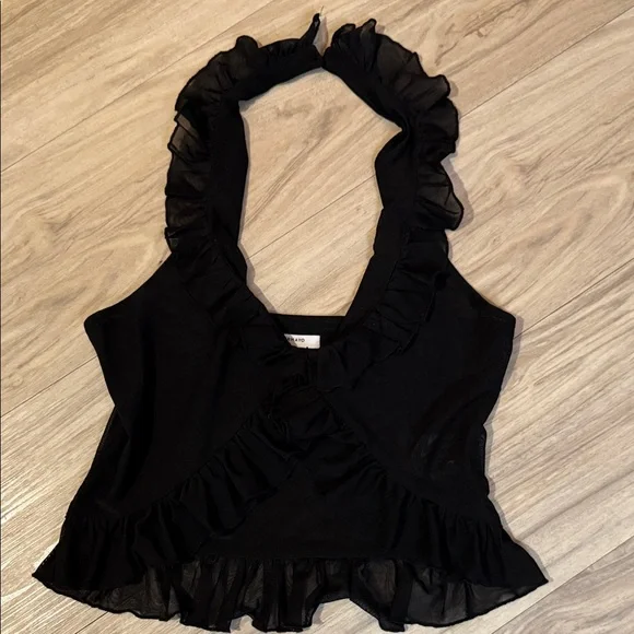 Peppermayo Mesh Ruffled crop Top - Picture 1 of 4